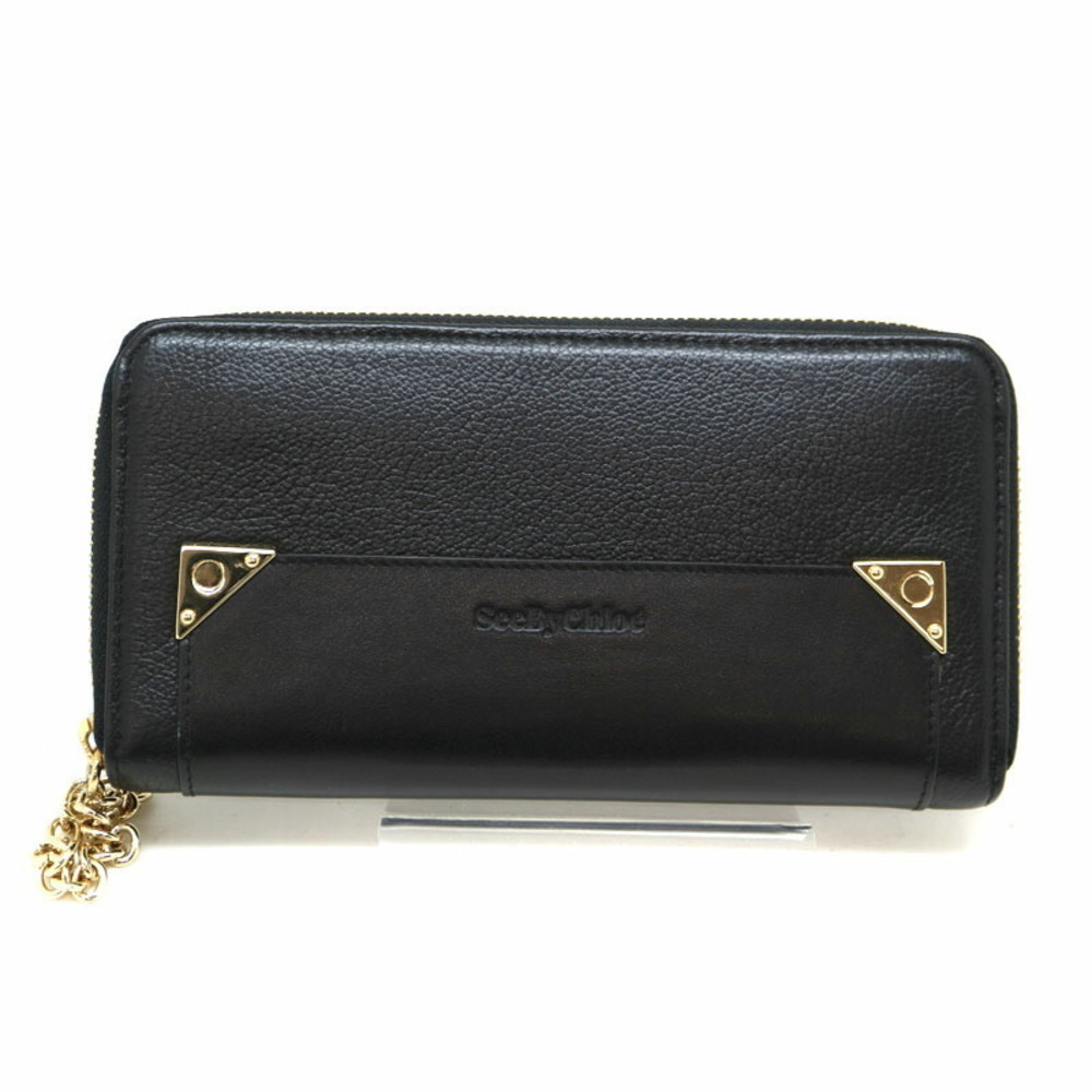 Chloe Wallet See Black Leather  Round by Zip